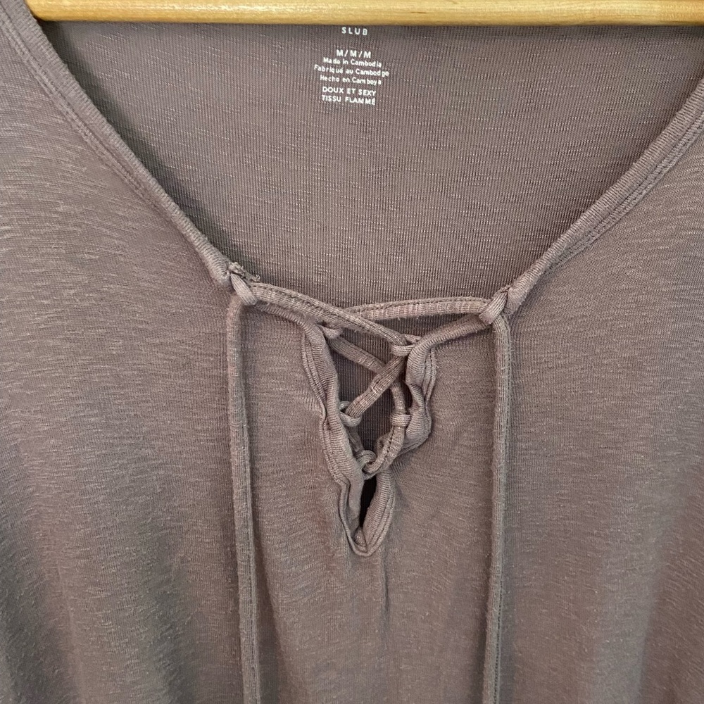 American Eagle Lace Up Oversized Soft & Sexy Slub Babydoll top - Picture 4 of 6